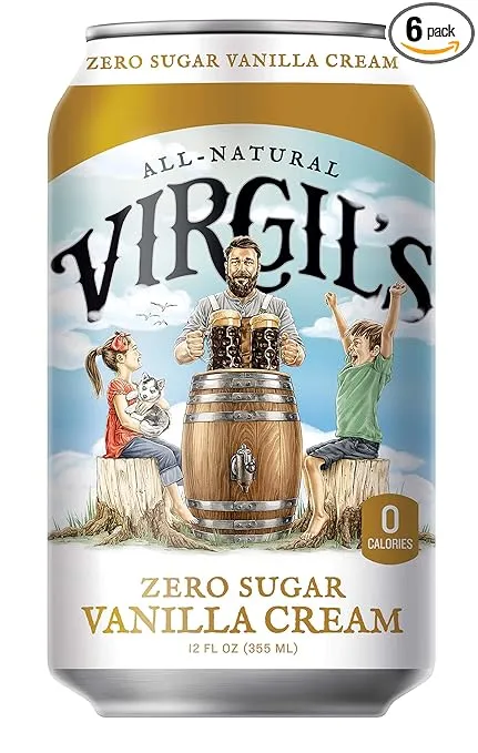 Virgil’s, Zero Sugar Vanilla Cream, Great Tasting Zero Calorie Keto Friendly Soda (6 - 12oz cans)