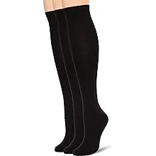  Women&#039;s Flat Knit Knee High Sock One Size 3 Black