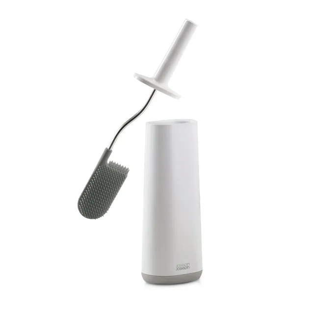 Joseph Joseph Toilet Brush with Slim Holder Flexible Anti-Drip, 4 EA, Grey/White