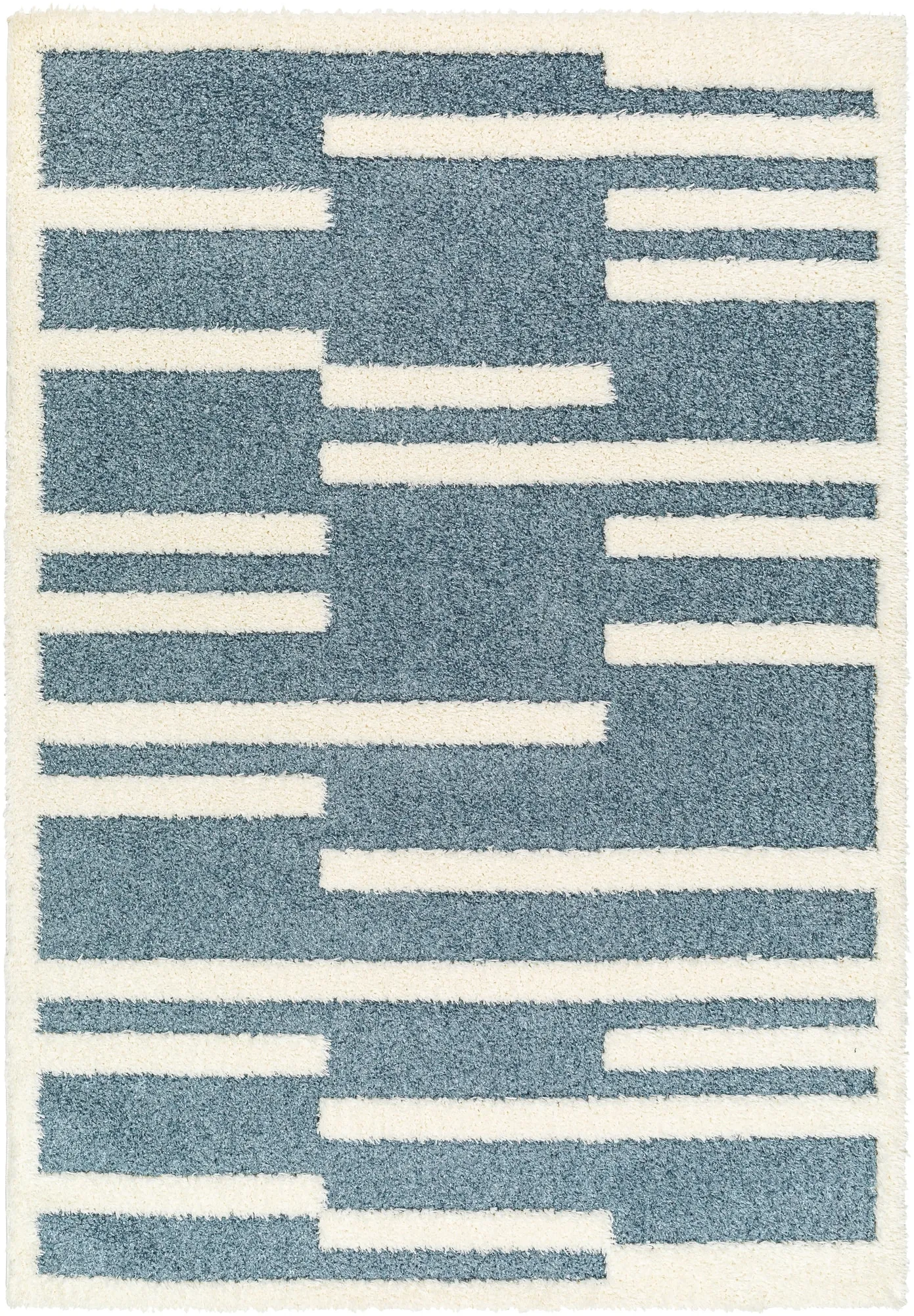 Livabliss 5 X 8 (ft) Blue/Cream Indoor Stripe Mid-century Modern Area Rug