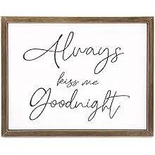 Bedroom Wall Decor for Couples, Always Kiss Me Goodnight (15 x 12 in)