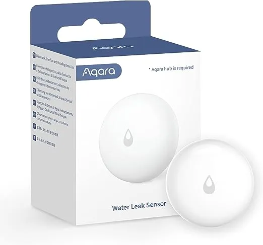 Aqara Water Leak Sensor, Requires AQARA HUB, Wireless Water Leak Detector, Wireless Mini Flood Detector for Alarm System and Smart Home Automation, for Kitchen Bathroom Basement, Works with IFTTTAqara Water Leak Sensor, Requires AQARA HUB, Wireless Water