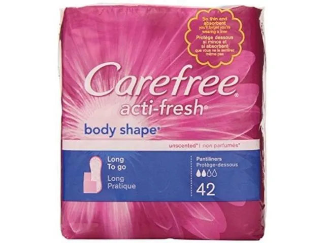 Carefree Acti-Fresh Body Shape Pantiliners Long Unscented - 42 ct