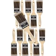 12PK 2 inch Flat Brush Premium Wall/Trim House Paint Brush Set Great for Professional Painter and Home Owners Painting Brushes for Cabinet Decks Fences Interior Exterior & Commercial Paintbrush.