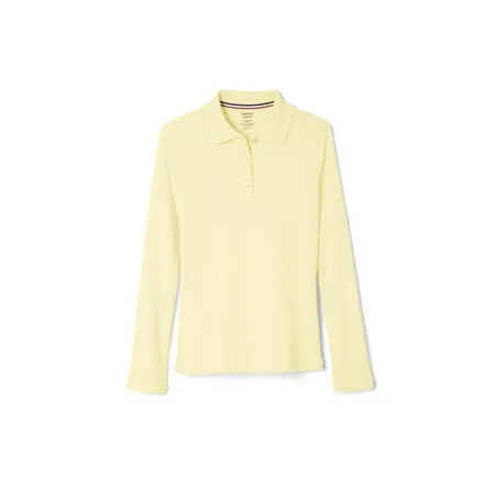 French Toast Girls Long Sleeve Interlock Polo with Picot Collar