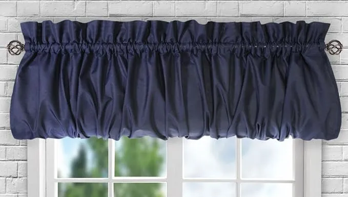 Ellis Curtain Stacey Sheer Balloon Valance, 60" x 15", Navy