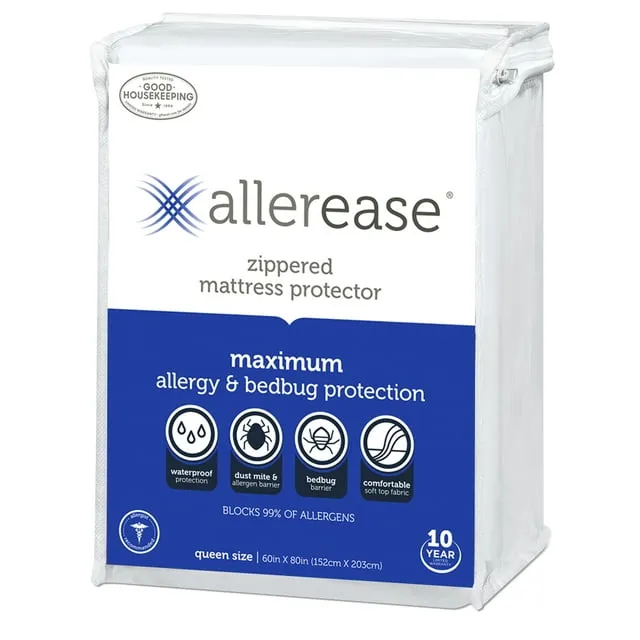 AllerEase Waterproof Mattress Protector, Maximum Allergy Mattress Protector, Twin Mattress Cover