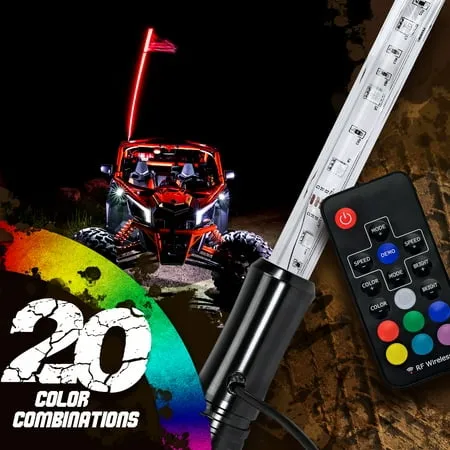 True Mods RGB LED Whip Light for UTV ATV USA Flag Waterproof LED Lighted Whip CB Antenna Pole Stick for Rzr Can-am Polaris