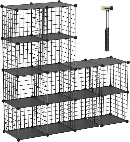 TUMUCUTE Wire Cube Storage Organizer, 12-Cube Metal Storage Shelves Bookshelf, Stackable Modular Closet Organizer for Bedroom Living Room, Office,Storage Shelves