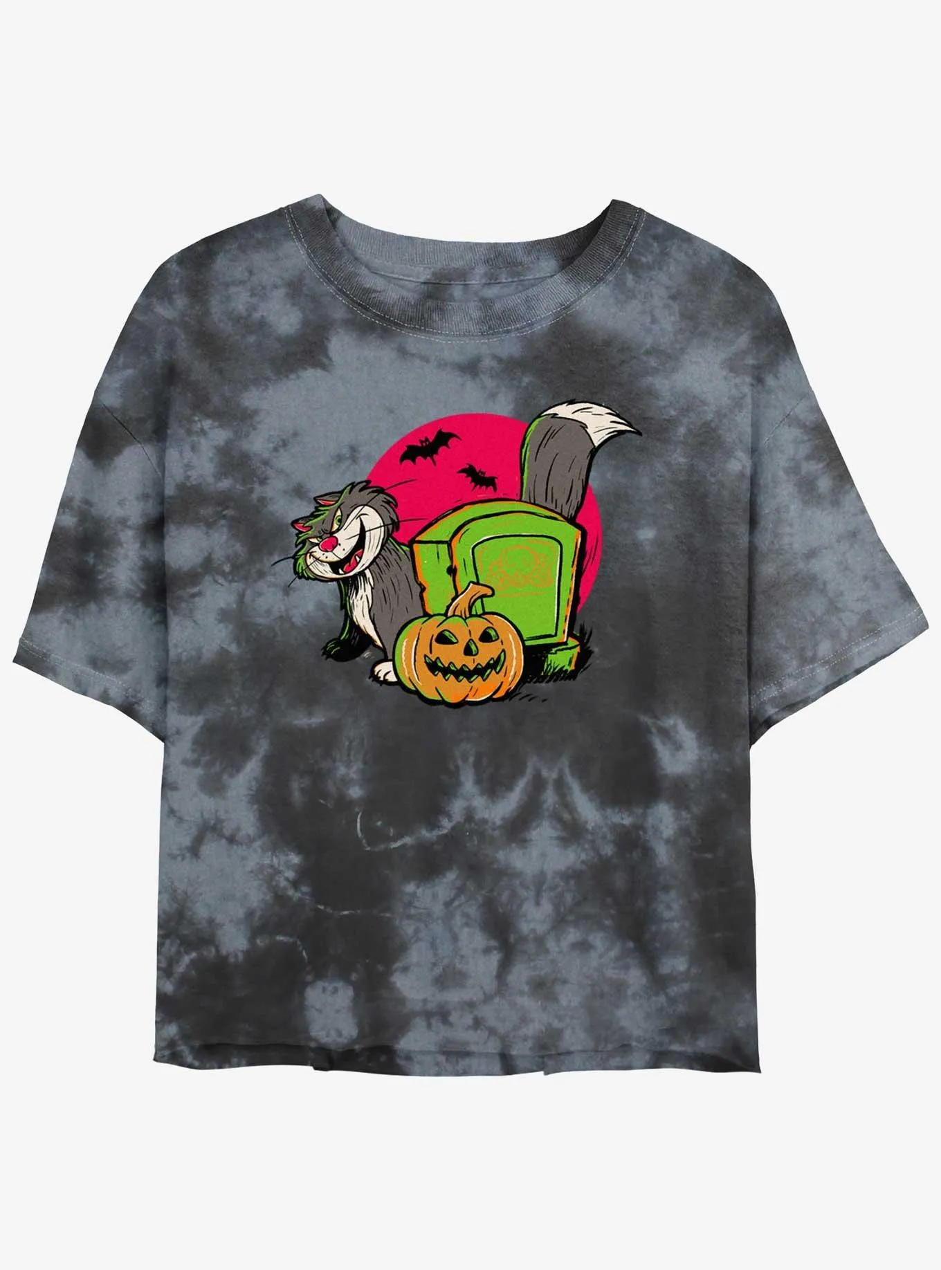 Disney100 Halloween Cat Lucifer Tie-Dye Girls Crop T-Shirt | Hot Topic