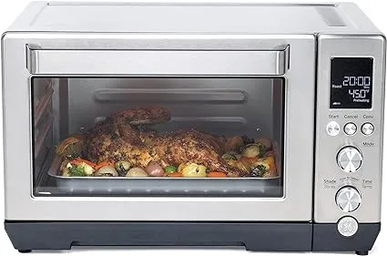 GE Convection Toaster Oven | Quartz Heating Technology | Large Capacity Toaster Oven Complete With 7 Cook Modes & Oven Accessories | Countertop Kitchen Essentials | 1500 Watts | Stainless Steel