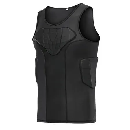 TUOYR Men Padded Compression Shirt Chest Rib Protector Vest for Football up to Size XXL