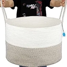 Xxxlarge Cotton Rope Basket For Living Room Woven Storage Basket With Long Handl