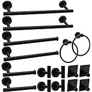 16-Pieces Matte Black Bathroom Accessories Set, Stainless Steel Bathroom Hardware Set, Bath Towel Bar Set, Towel Racks for Bathroom Wall Mounted.