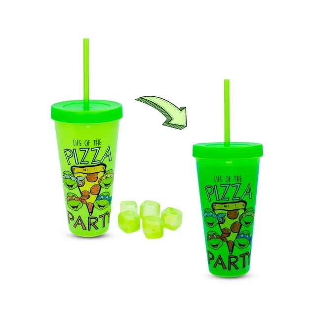 Silver Buffalo Teenage Mutant Ninja Turtles Pizza Party Color-Changing Plastic Tumbler