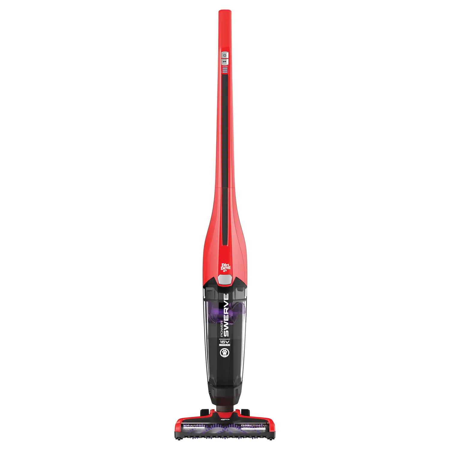 Dirt Devil Power Swerve Pet, Lightweight Cordless Stick Upright Vacuum Cleaner, For Carpet and Hard Floors, BD22052, Red