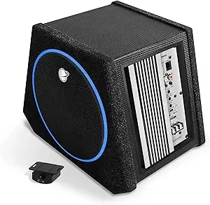 Planet Audio PAB80 Car Subwoofer and Amp Package – Built-in Amplifier, 8 Inch Subwoofer with Passive Radiator, Remote Subwoofer Control