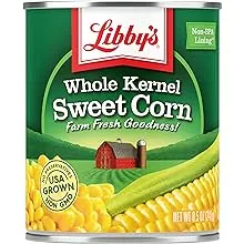 Libby's Whole Kernel Sweet Corn | 100% Sweet Corn | Naturally Sweet Flavor | Golden Yellow | Just-Off-the-Cob Crispness | Kosher | 8.5 ounce cans (Pack of 12)