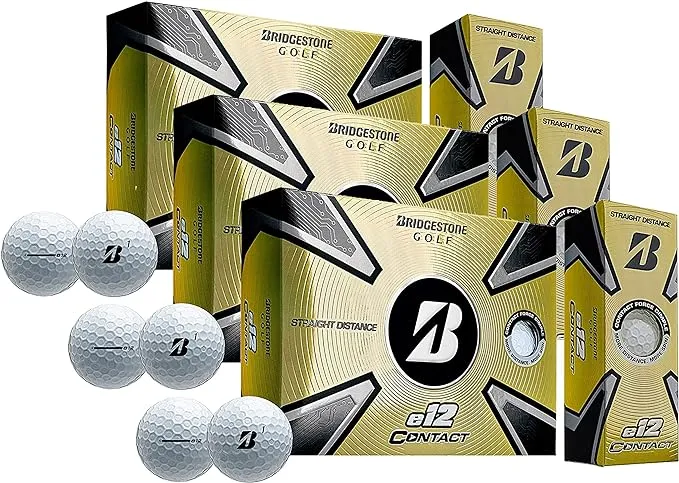 PlayBetter Bridgestone e12 Contact Golf Balls | Multi-Packs | FLEXATIV Cover Technology & Contact Force Dimple | 46% More Surface Contact (Three Dozen, White)