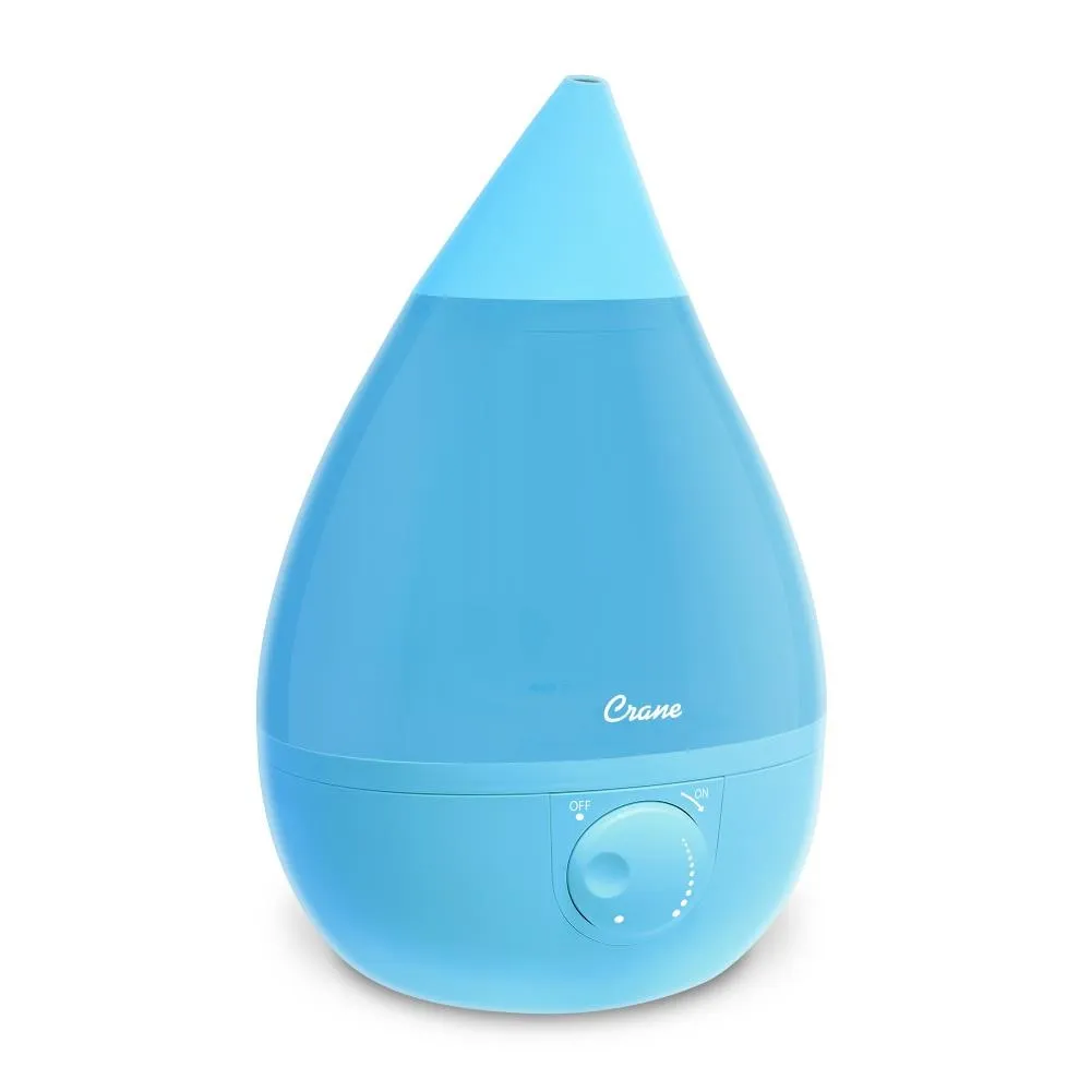 Crane Ultrasonic Cool Mist Humidifier for Bedroom, Baby Nursery, Kids Room, Plants, or Office, Large 1 Gallon Tank, Filter Optional, Blue and White