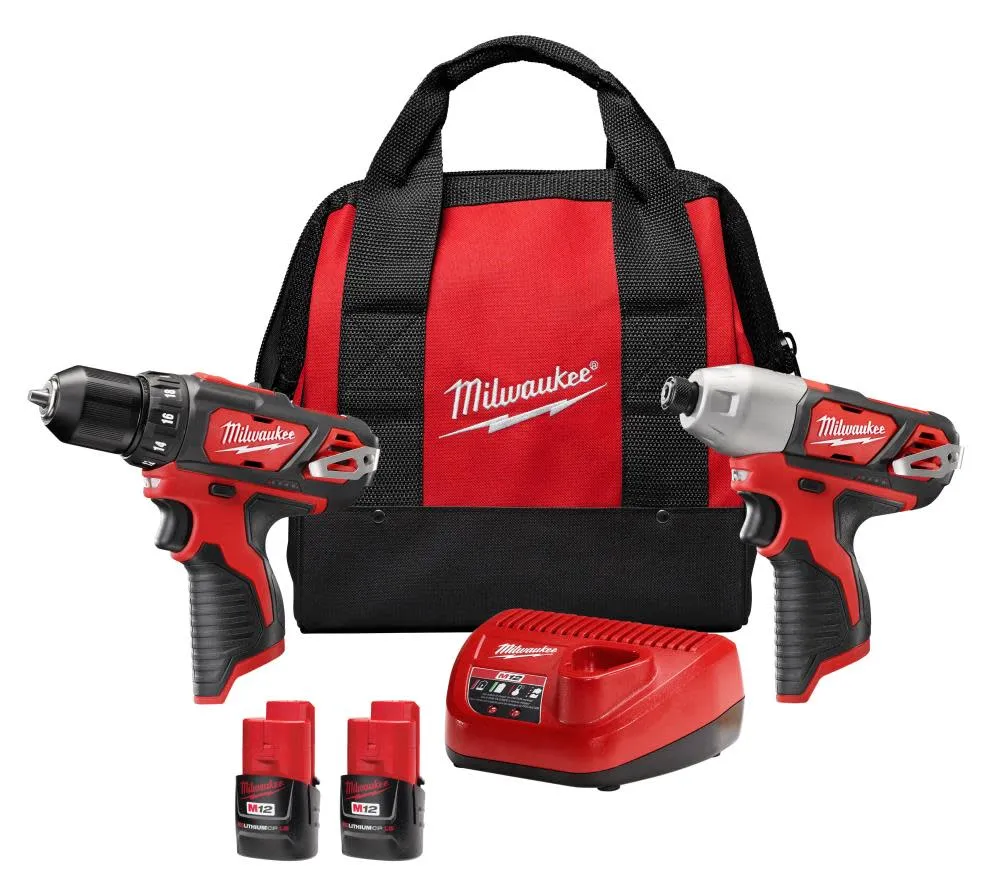 Milwaukee 2494-22 M12 Cordless Drill / Impact Driver 2 Tool Combo Kit