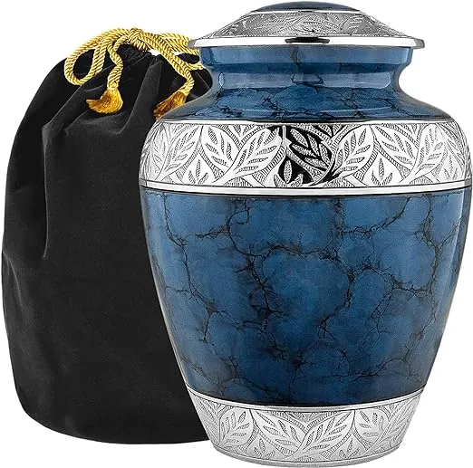 Trupoint Memorials Cremation Urns for Human Ashes - Decorative Urns, Urns for Human Ashes Female & Male, Urns for Ashes Adult Female, Funeral Urns - Blue, Extra Large