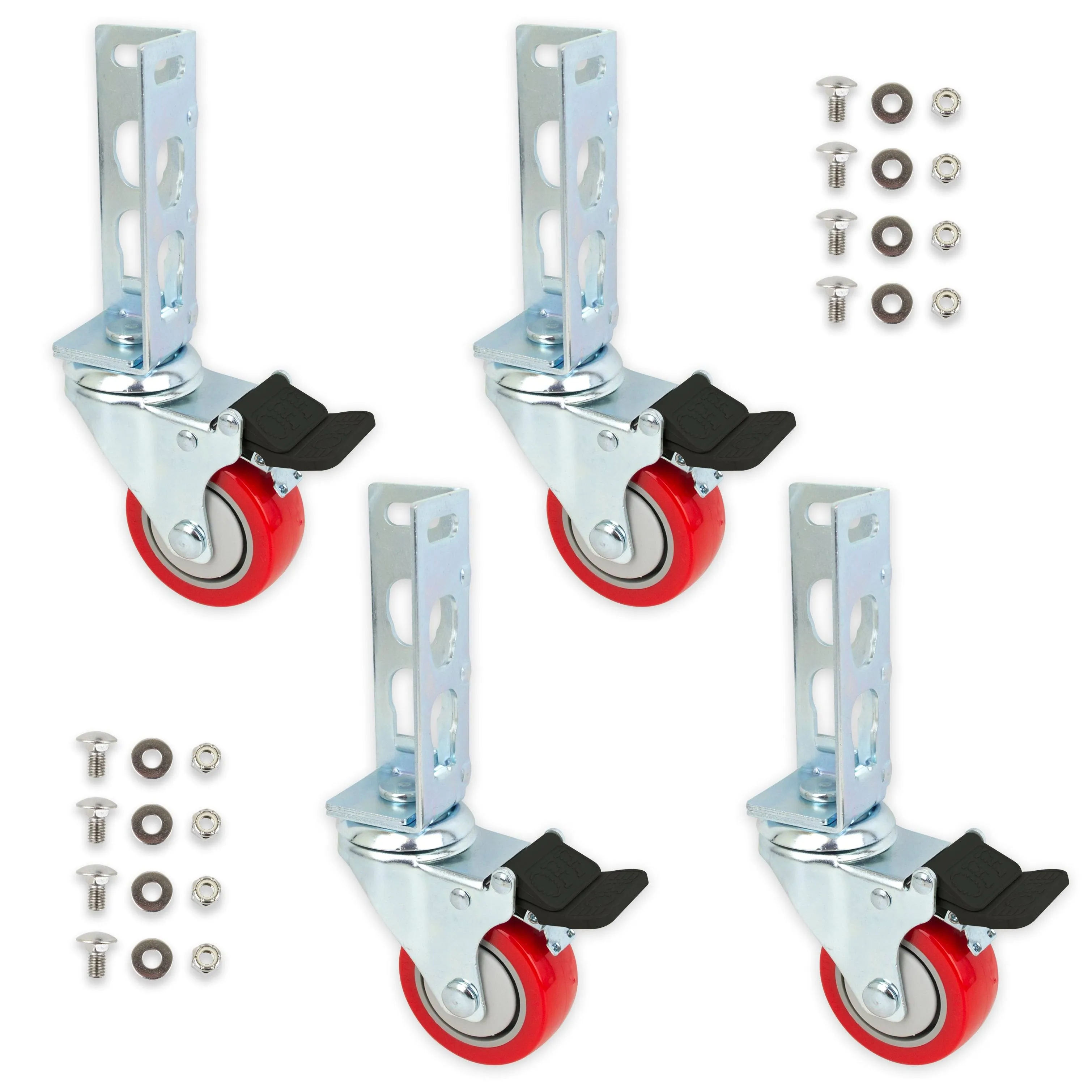 4Pc - Storage Rack Caster Wheels (Adapts to Boltless Self Locking Shelving Racks) (3&quot; (500 Max Total Capacity))