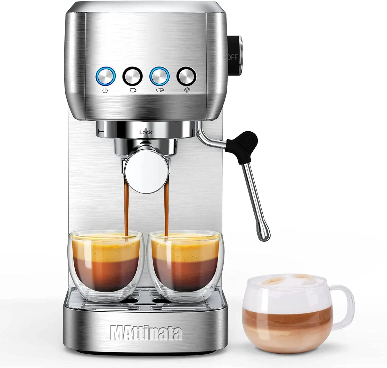 Mattinata Espresso Machine, 20 Bar Professional Espresso Maker Stainless Steel with Milk Frother Steam Wand and Pressure Gaug