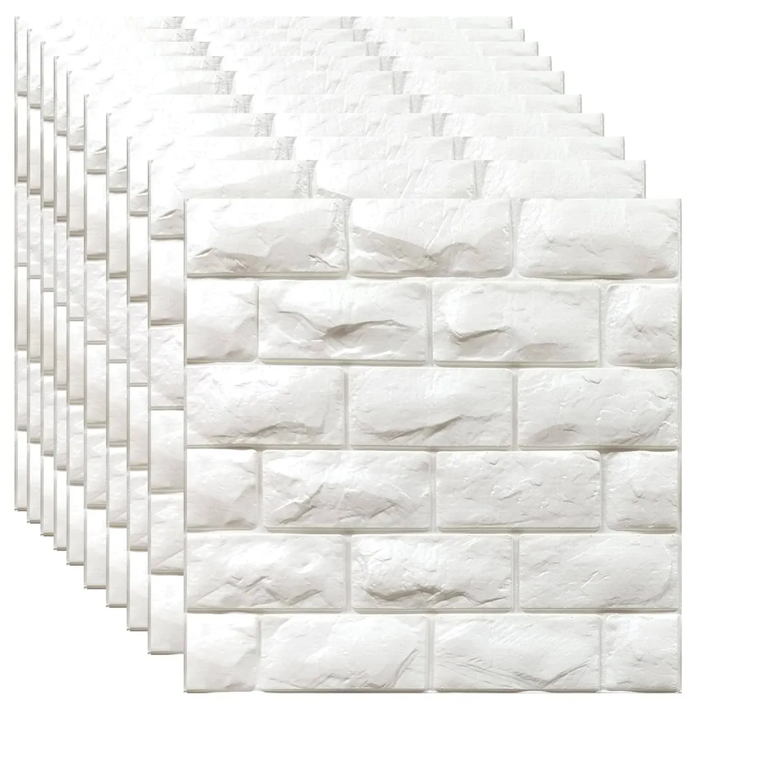 3D Wall Panels Peel and Stick 11PCS White Foam Brick Wallpaper for Bedroom Faux