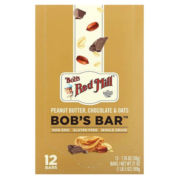 Bob's Red Mill Peanut Butter Chocolate and Oats Bob's Bar, 21.12 Ounce (Pack of 12)