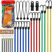 32 Piece Bungee Cords Assortment Jar Includes 10&#034; 18&#034; 24&#034; 32&#034; 40&#034; Bungee Cord...