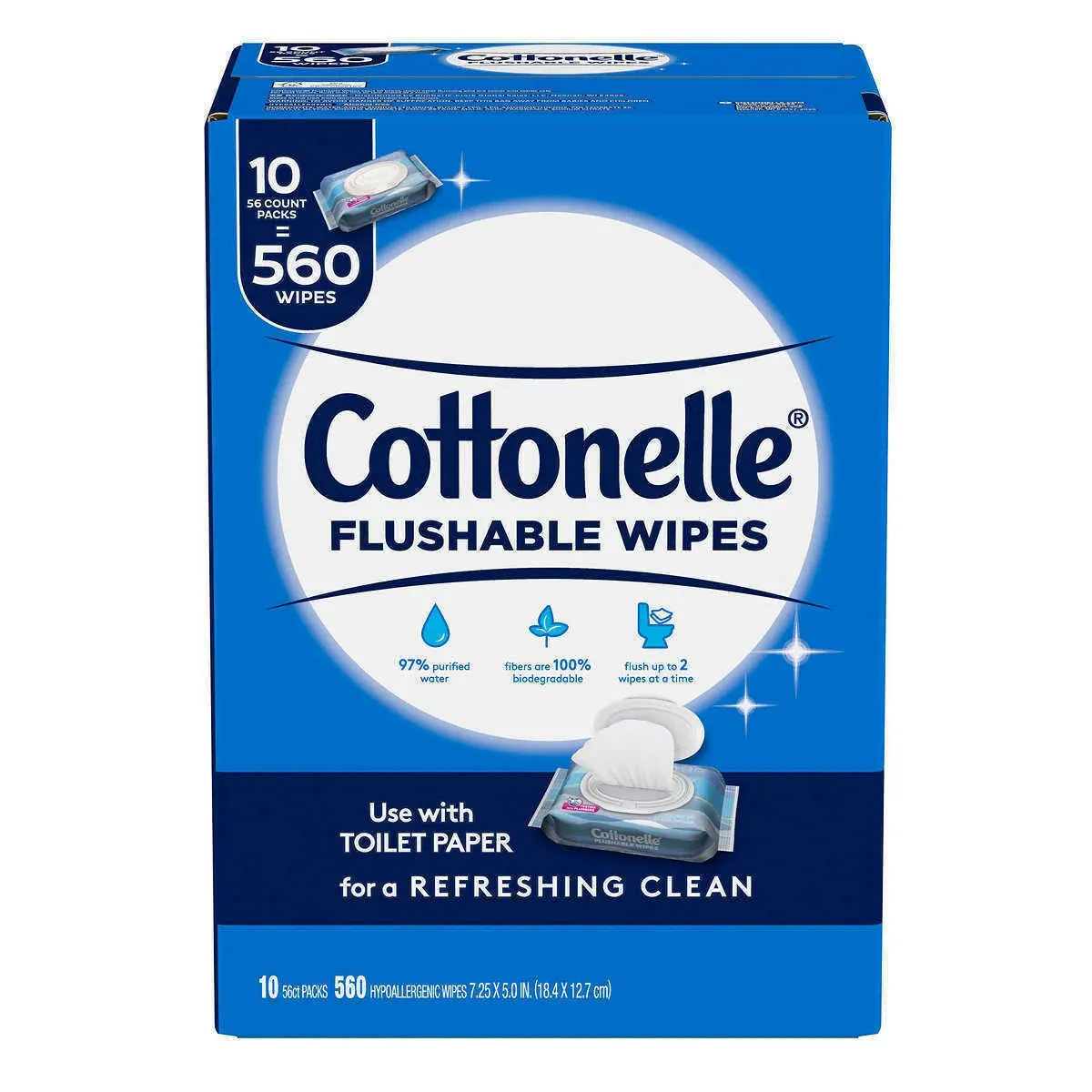 Cottonelle Fresh Care Flushable Wipes, 560 Wipes