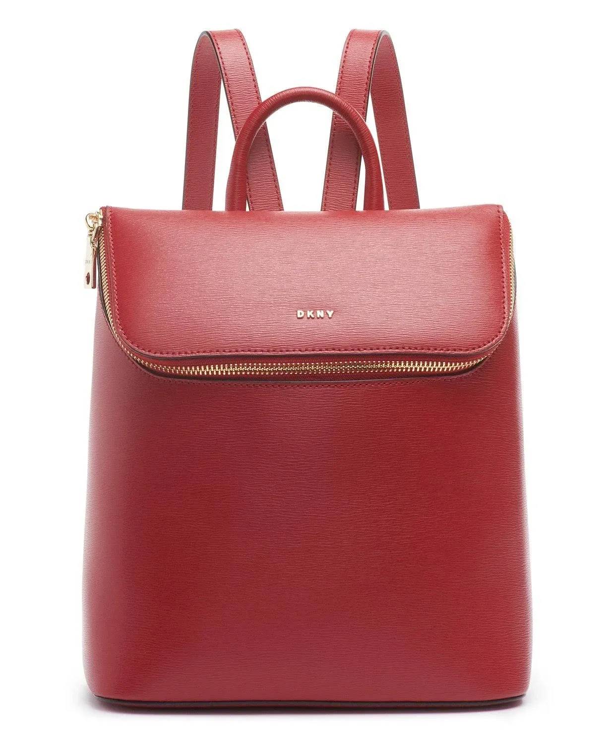 Dkny Bryant Park Leather Top Zip Backpack Bright Red