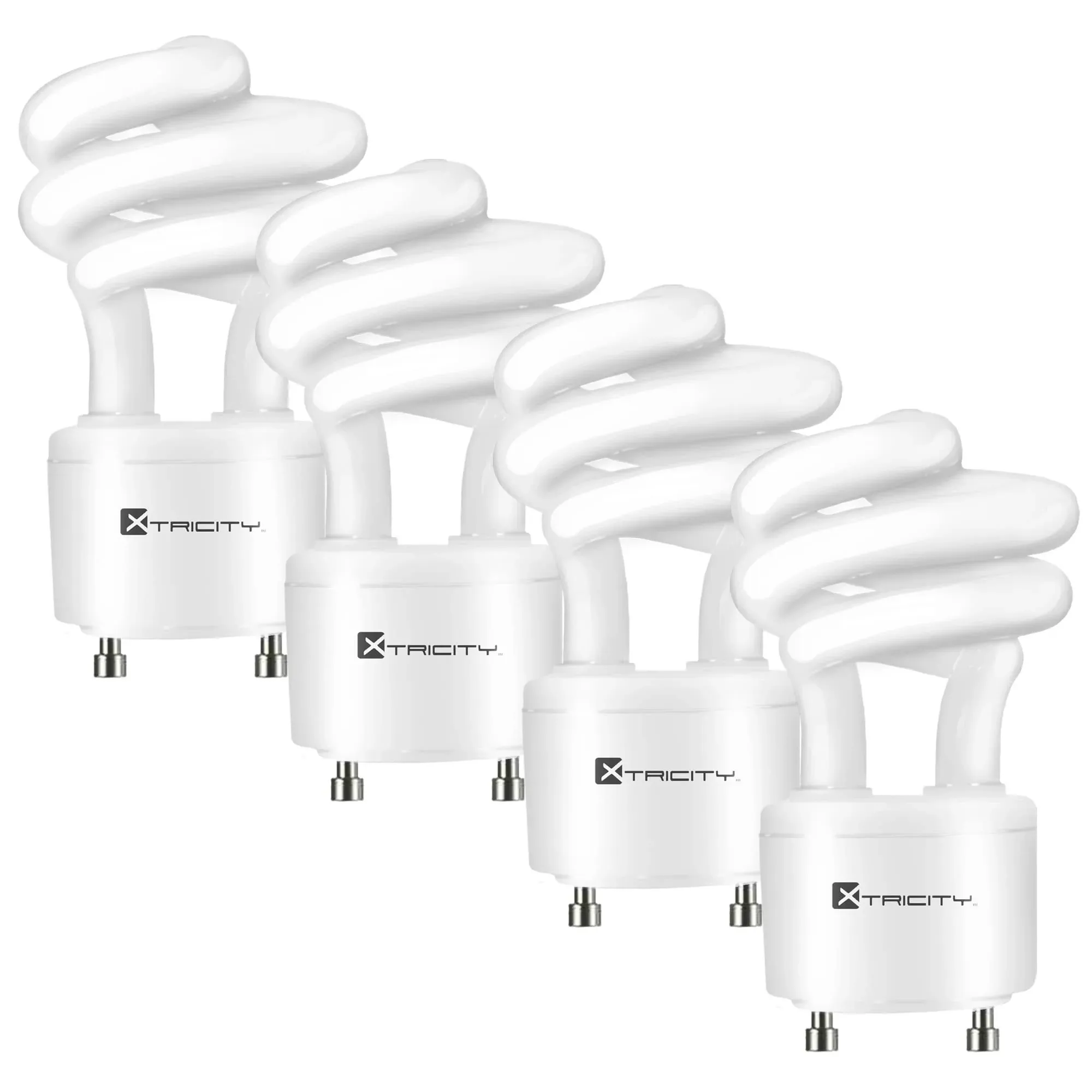 Xtricity Compact Fluorescent GU24 2 Prong Light Bulb Base, T2 Mini Spiral, 13W (60 Watt Equivalent), 2700k Soft White, 900 Lumens, CFL, 120V, UL Listed (2 Pack)