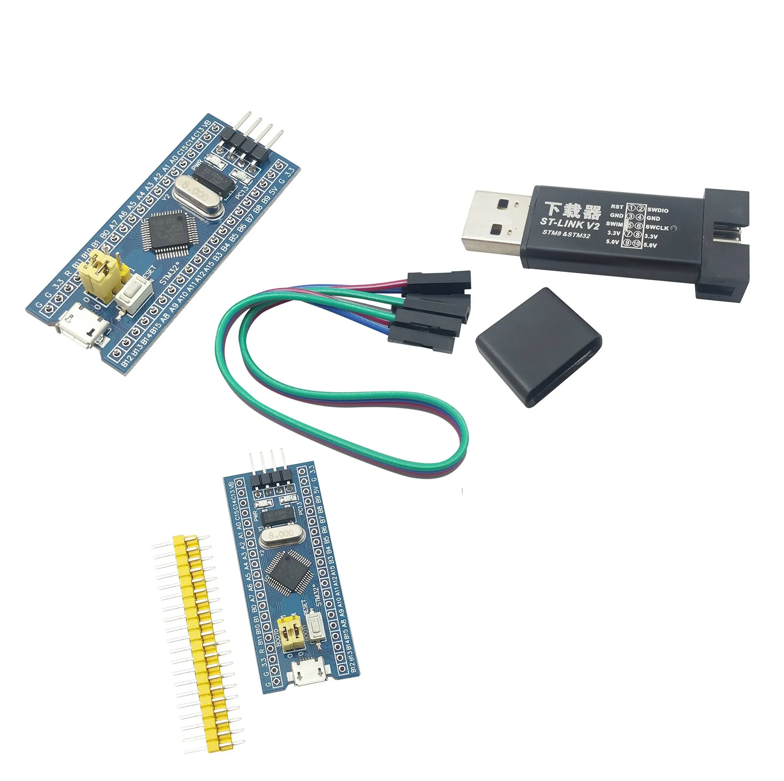 [initeq] STM32 ARM STM32F103C8T6 Blue Pill Minimum System Development Board with ST-Link V2 USB Programmer (2-Pack + ST-Link V2)