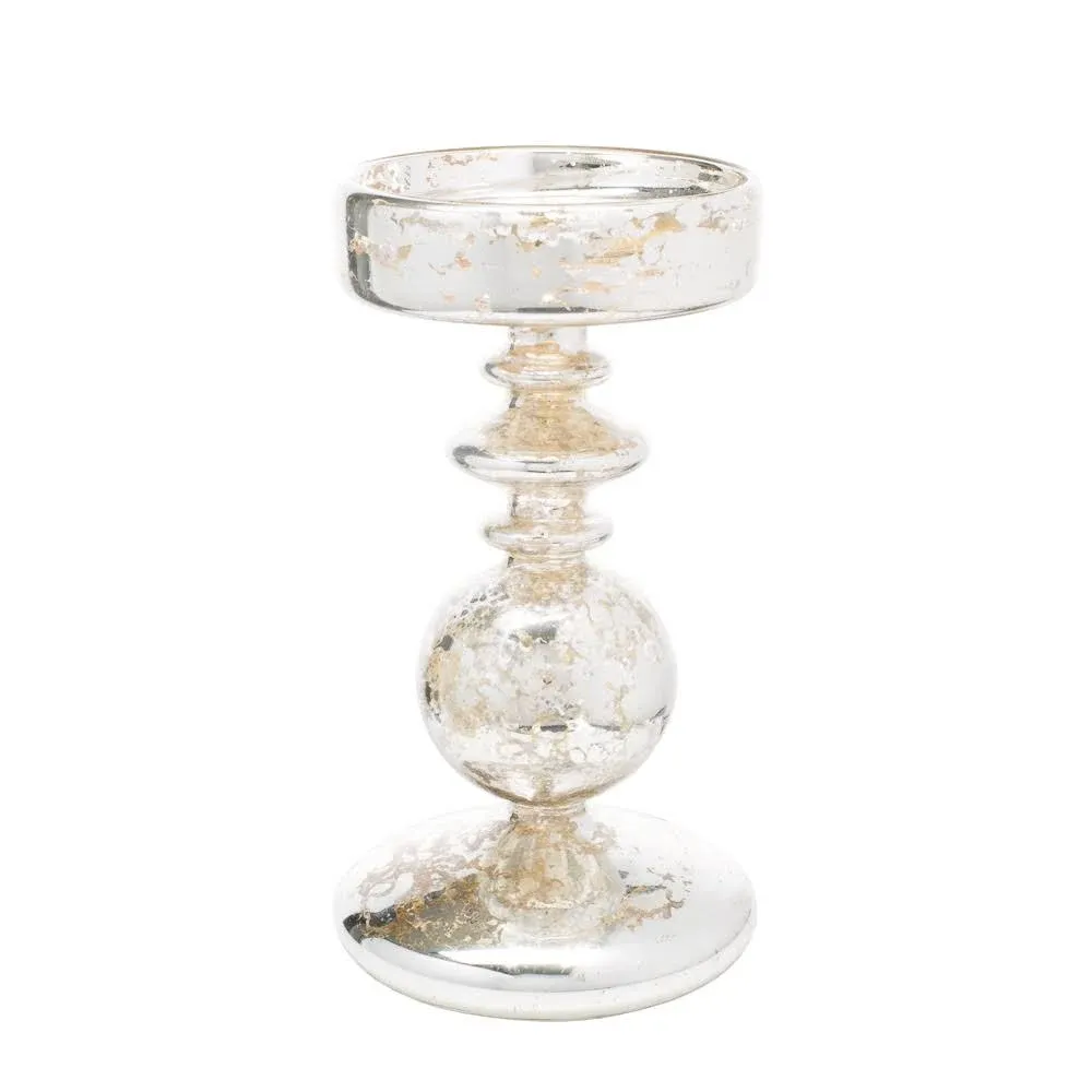 Richland Pillar Candle Holder Unique Mercury Bubble 7.3"