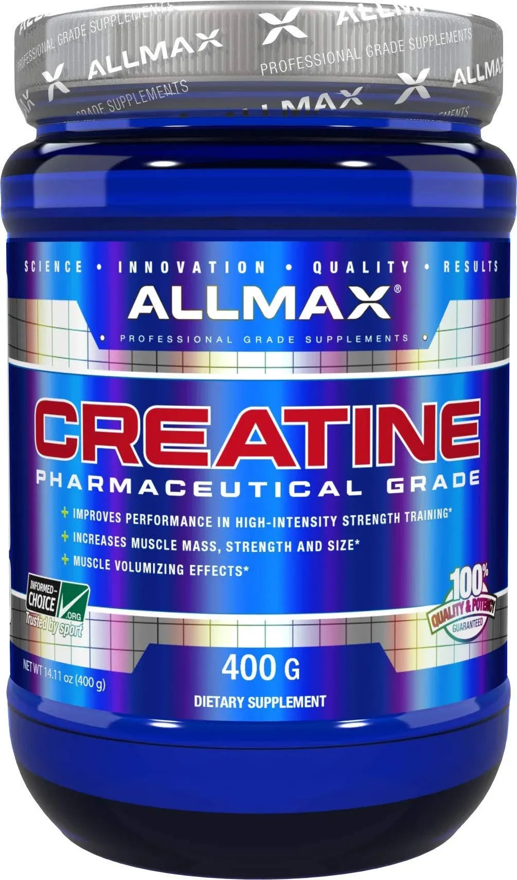 ALLMAX, Poudre de créatine, monohydrate de créatine micronisée pure à 100%, Créatine de qualité pharmaceutique, 3