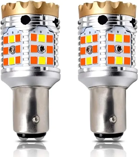 LASFIT T3 1157 LED Bulb Amber Built In Resistor Turn Signal Bulb CANBUS Error Free New 500% Bright Blinker 2057 2357 7528 BAY15D P21/5W Front DRL Parking Light Anti Hyper Flash(2pcs)