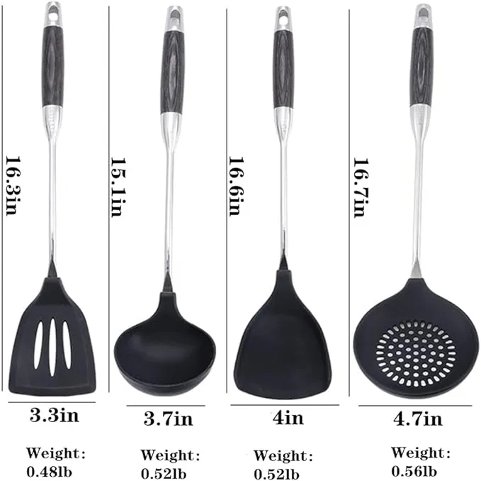 Silicone Wok Spatula &amp; Ladle Tool Set - Nonstick Wok Cooking Utensils Set - 15-1