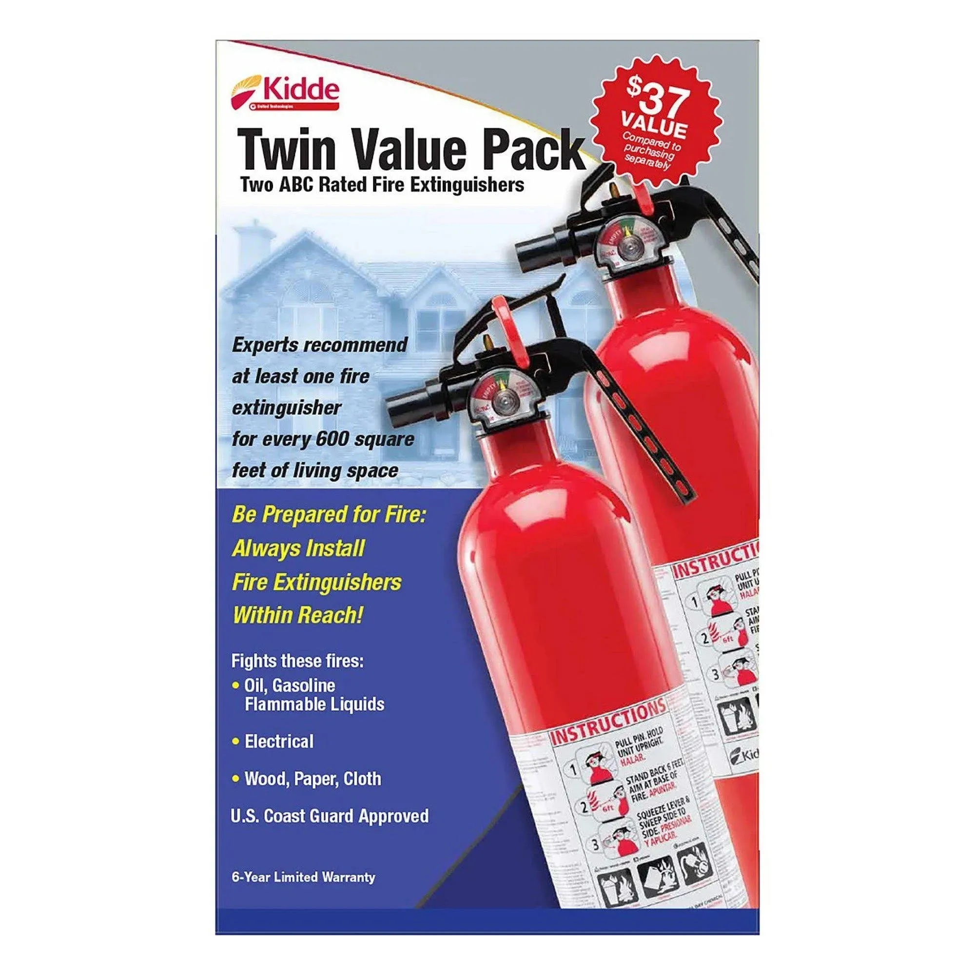 Kidde 1-A:10-B:C Recreational Fire Extinguisher (2-Pack)