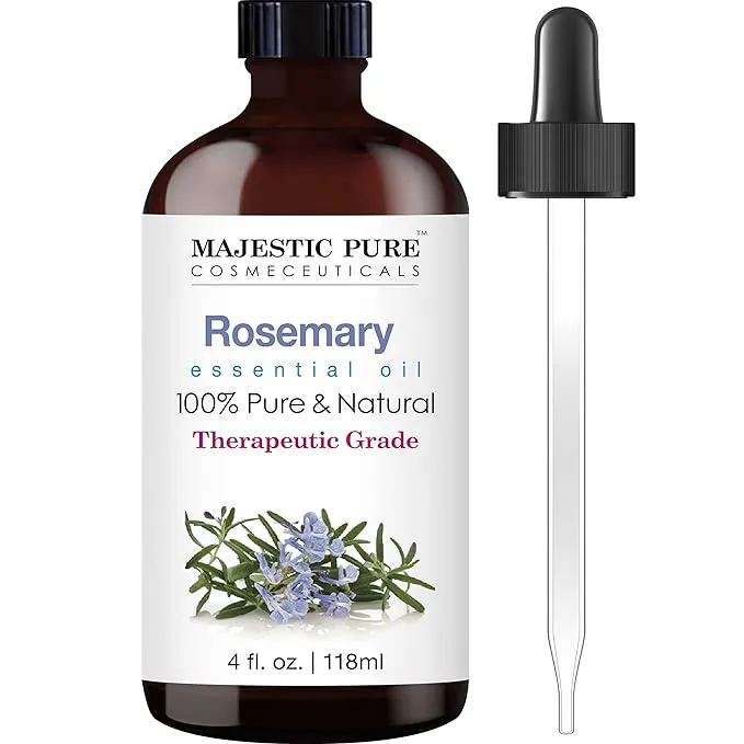 MAJESTIC PURE Rosemary Essential Oil, Therapeutic Grade, 100% Pure and Natural Rosemary Oil for Hair Growth, Skin, Face, Aromatherapy & Diffuser - 4 fl oz