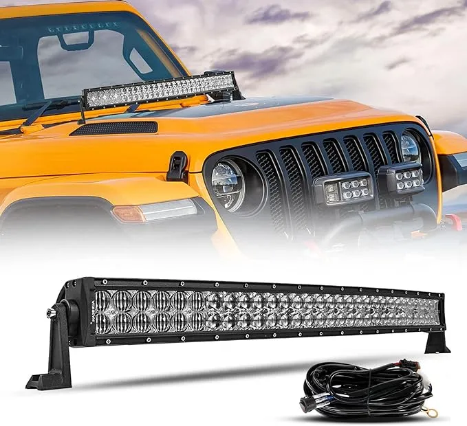 Auxbeam 32 Inch LED Light Bar 180W Cree Spot Flood Curved Off Road Driving 5D