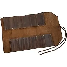 Hide & Drink. Leather Big Tool Roll Up Bag (12 slots). Portable Carry On Pouch.