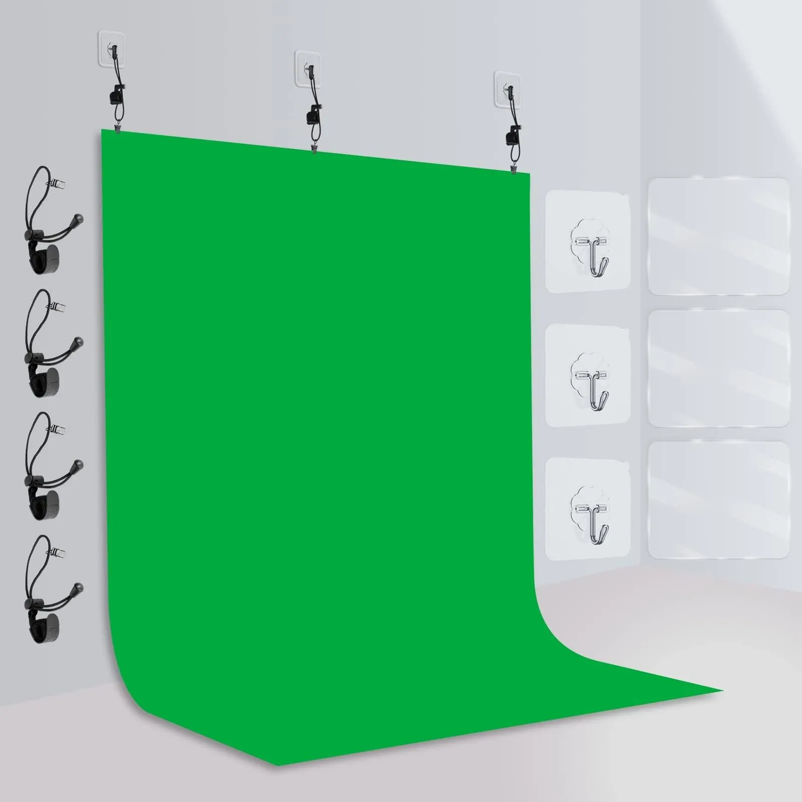 Green Screen Photo Backdrop 8.5X10FT Background Curtain with Wall Mounted for...