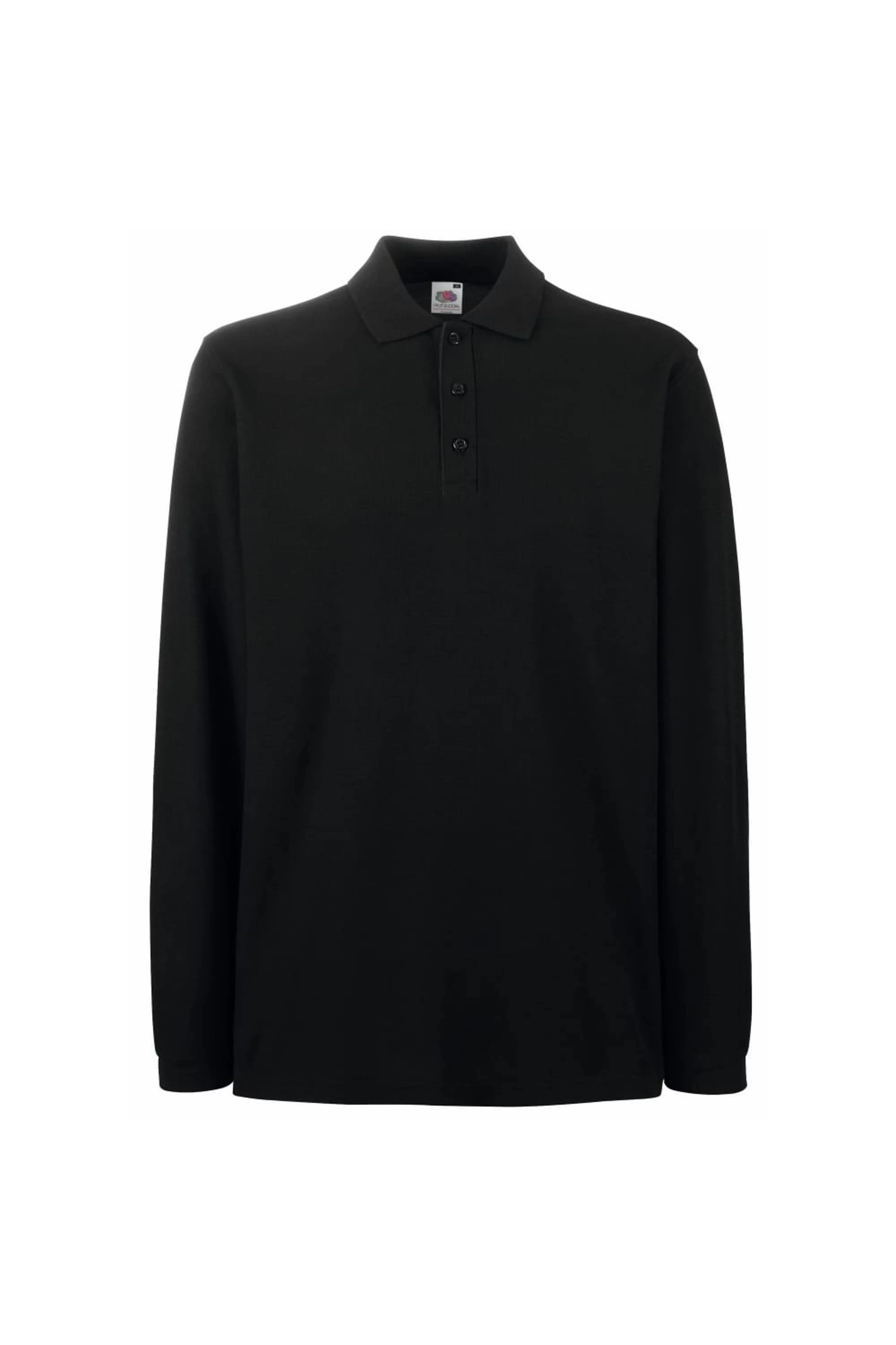 Fruit of the Loom Mens Premium Long Sleeve Polo Shirt (XL) (Black)