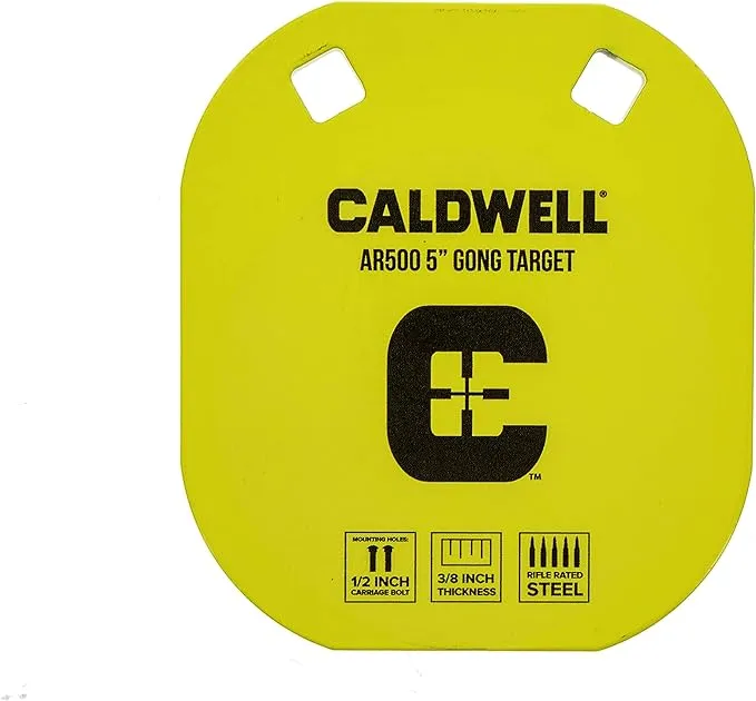 Caldwell High Caliber AR500 Steel Targets 3/8 Inch Thickness, Rifle Rated for Precision Shooting and Target Practice with Hanging Options (Sold Separately)