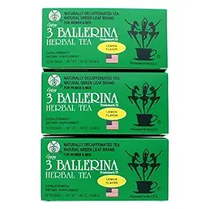 3 BALLERINA TEA DIETERS DRINK EXTRA STRENGH LEMON FLAVOR (3 boxes, 18 tea bags , 1.88 oz ）