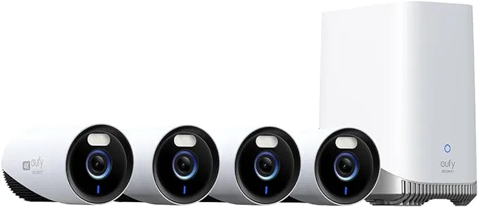 eufy Security eufyCam E330 (Professional) 4-Cam Kit, 4K Outdoor Security Camera System, 24/7 Recording, Plug-in, Wi-Fi NVR, 1TB Hard Drive Included, 10CH, Local Storage, No Monthly Fee