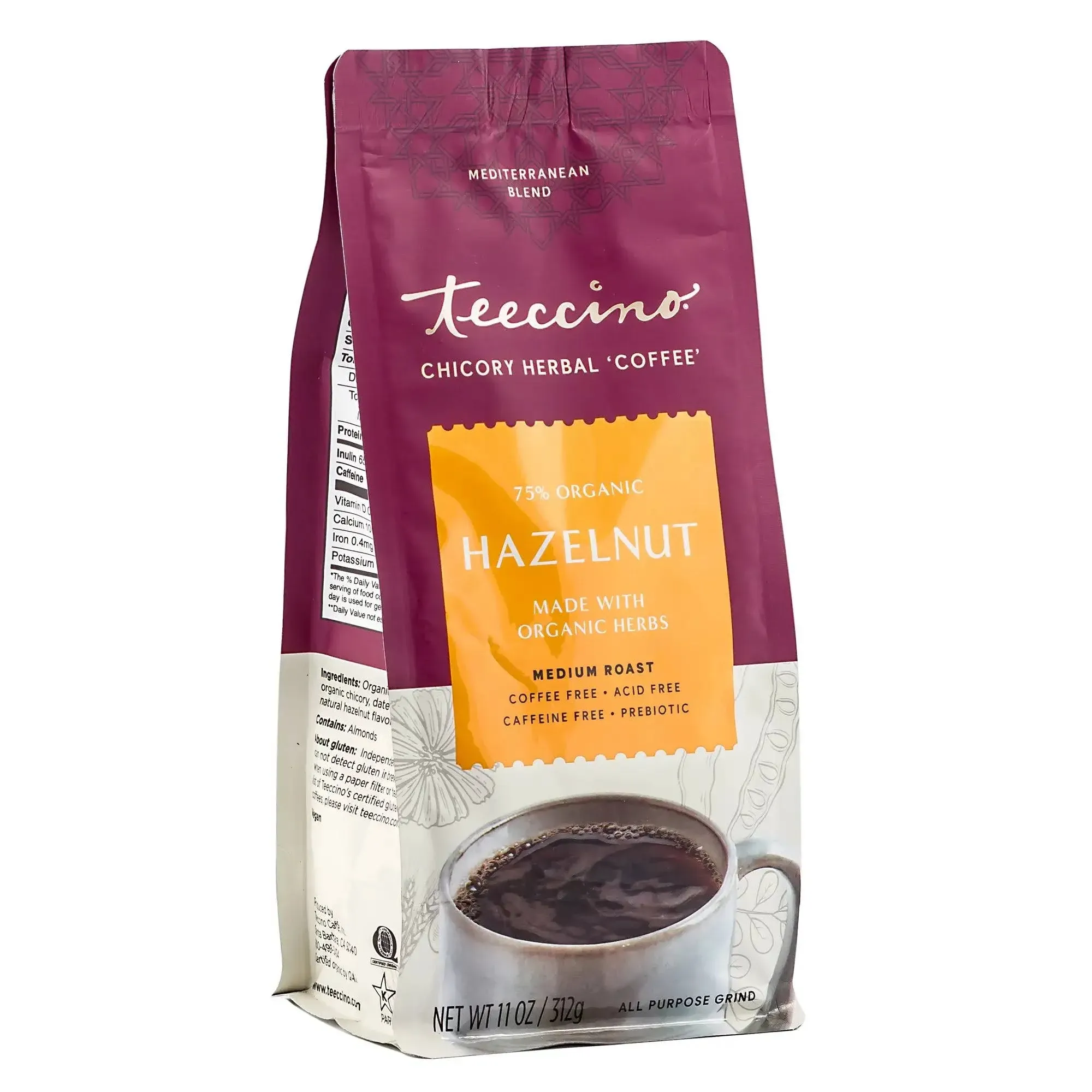 Teeccino Hazelnut Medium Roast Herbal Coffee 11 oz