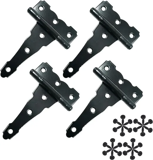 HLMOptimo 6 inch Strap Hinges Shed Door Hinges Heavy Duty T Hinges Decorative T Hinges Door Hinges Gate Hinges Rustproof Classic Antique Hinge w/Screws (4, 6 inch)